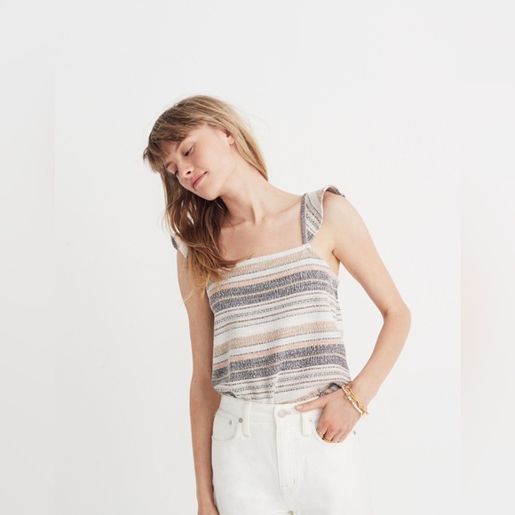 Madewell Tops - Madewell Texture & Thread Ruffle-Strap Tank Top in Stripe